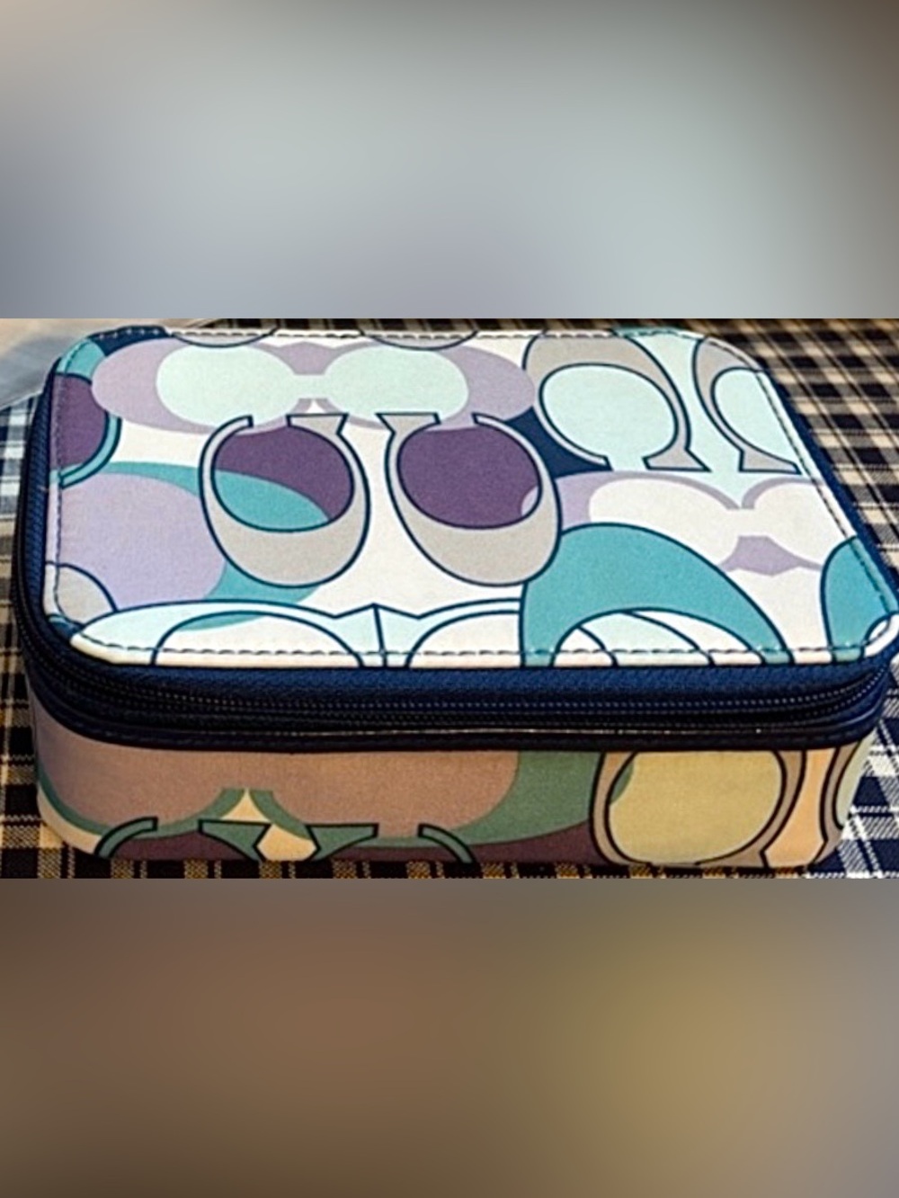 Vintage Y2K Coach Ashley Optical C Scarf-Print Travel Jewelry Box w/Zip Closure